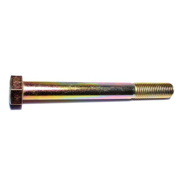Midwest Fastener Grade 8, 7/8"-9 Hex Head Cap Screw, Zinc Yellow Steel, 8 in L, 5 PK 00801
